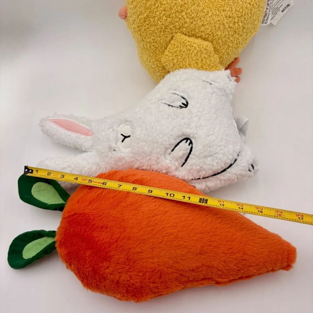 Easter Plush Set Bunny Chick Carrot‎ White Yellow Orange Spring Decor 3 Piece